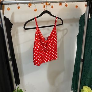 Size XL Red with White Polka Dots Cropped Tank Top